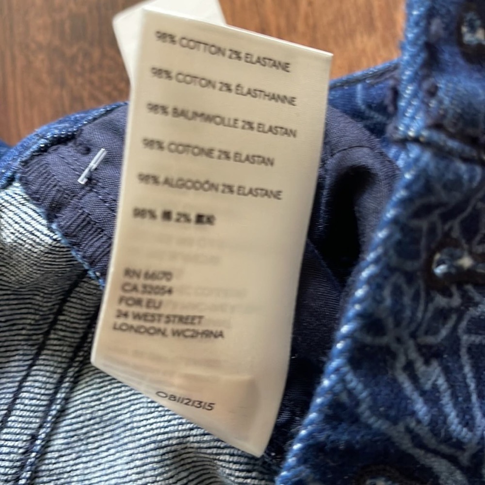 Anthropologie Pilcro Floral-Printed Slim Jeans - denim medium blue Size 27 - Picture 7 of 10